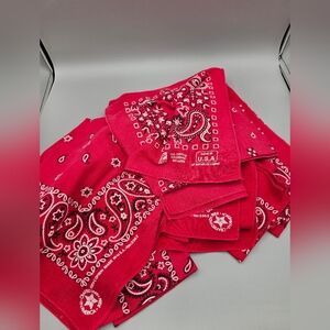 USA Red Bandana RN13962 Paris Lot Of 10 Cotton Vtg Hanky Handkerchief Biker Read
